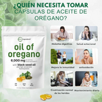 🔥 Enfoque potente / natural  “La mezcla más poderosa de la naturaleza: Aceites de Orégano + Semilla Negra”  60 Cápsulas